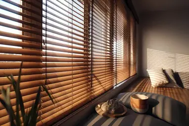 wooden venetian blind in living room